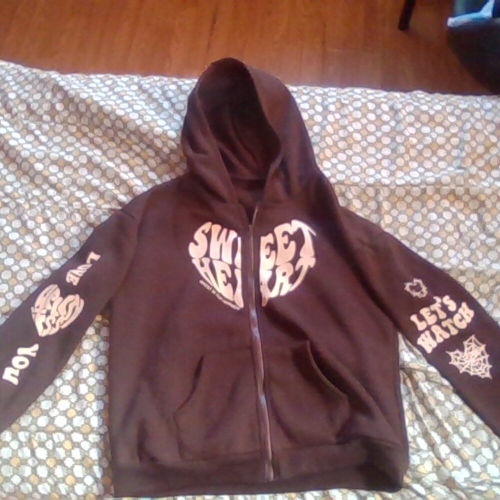 EZwear Letter Graphic Zip Up Thermal Lined Hoodie